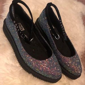 TUK Multi Glitter Pointed Mary Janes
